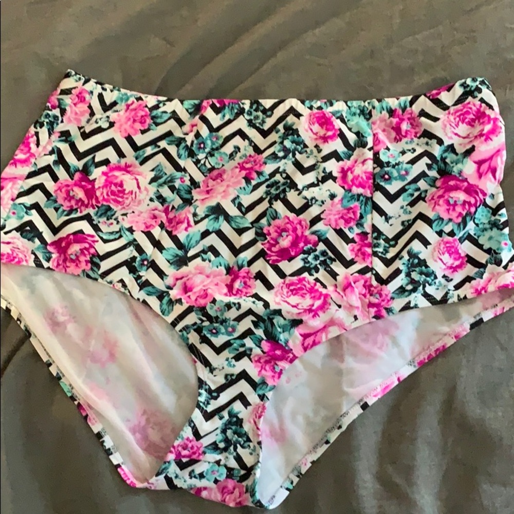 Torrid Chevron & Floral High Waisted Swim Bottoms
